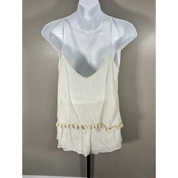 KARLIE WOMEN'S SIZE S Beige ROMPER SLEEVless MINI with POCKETS Party Cocktail - Picture 3 of 7